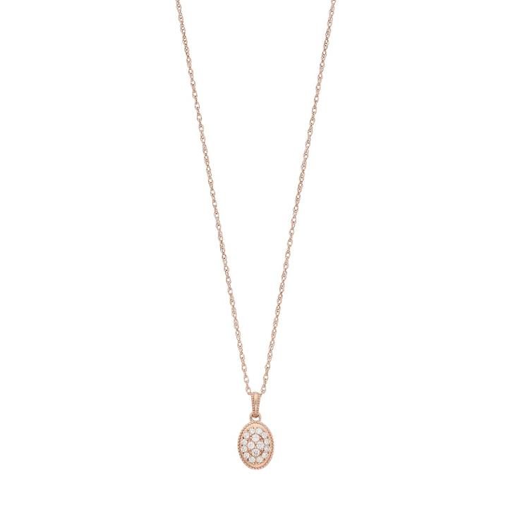 Lc Lauren Conrad 10k Rose Gold 1/7 Carat T.w. Diamond Oval Pendant, Women's, Size: 18, White