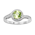 10k White Gold 1/8-ct. T.w. Diamond And Peridot Swirl Ring, Women's, Size: 7, Green