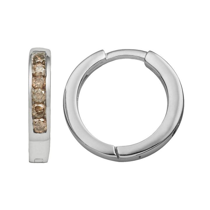 Sterling Silver 1/4-ct. T.w. Champagne Diamond Hoop Earrings, Women's, Yellow