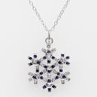 Platinum Over Silver Sapphire And Diamond Accent Pendant, Women's, Blue