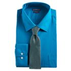 Men's Croft & Barrow&reg; Slim-fit Stretch-collar Dress Shirt And Patterned Tie, Size: Xl-34/35, Dark Blue