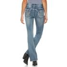 Women's Apt. 9&reg; Embroidered Rhinestone Bootcut Jeans, Size: 0 Short, Med Blue