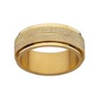 Yellow Ion-plated Stainless Steel Frosted Spinner Wedding Band - Men, Size: 11