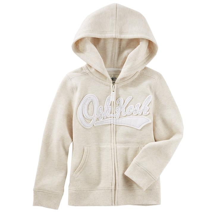 Girls 4-12 Oshkosh B'gosh&reg; Logo Zipper Hoodie, Size: 6, Light Grey