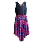 Girls 7-16 Emily West Lace-up Chambray Printed Asymmetrical Hem Knit Dress, Girl's, Size: 7, Purple Oth