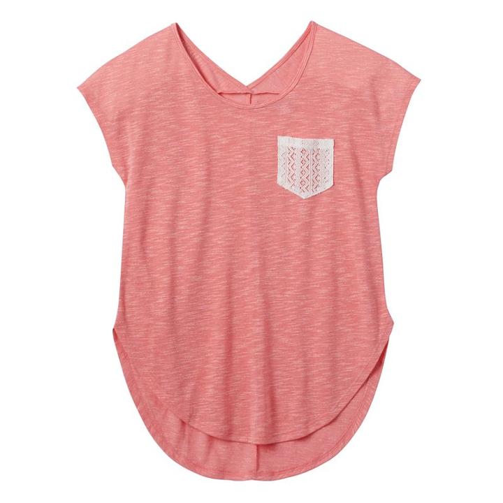 Girls 7-16 & Plus Size Mudd&reg; Dolman Crochet Pocket Slubbed Tee, Girl's, Size: 16, Pink