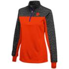 Women's Campus Heritage Clemson Tigers Scaled Quarter-zip Pullover Top, Size: Large, Drk Orange