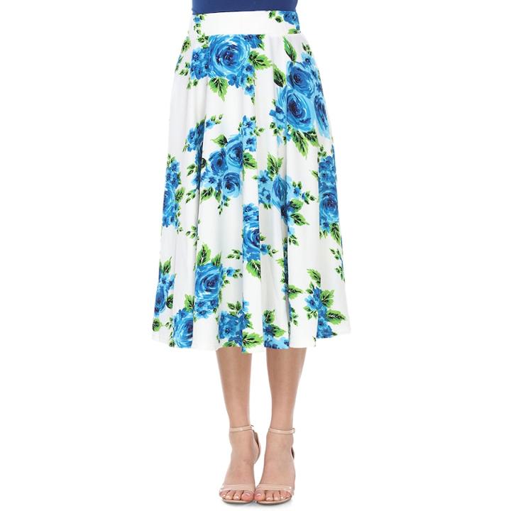 Women's White Mark Midi Skirt, Size: Medium, Brt Blue