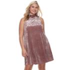 Juniors' Plus Size Mudd&reg; Burnout Velvet Swing Dress, Teens, Size: 1xl, Beig/green (beig/khaki)