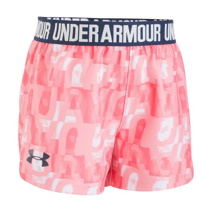Girls 4-6x Under Armour Linear Wordmark Shorts, Size: 4, Pink