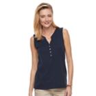 Women's Croft & Barrow&reg; Sleeveless Henley Top, Size: Xxl, Blue