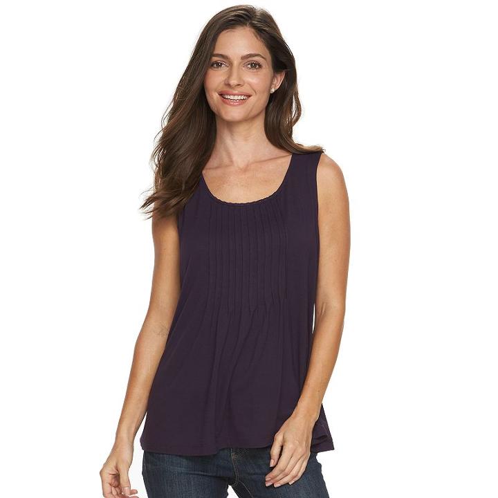 Women's Croft & Barrow Scoopneck Tank, Size: Large, Drk Purple