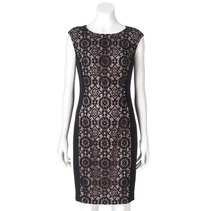 Women's Suite 7 Circle Lace Sheath Dress, Size: 2, Beige Oth