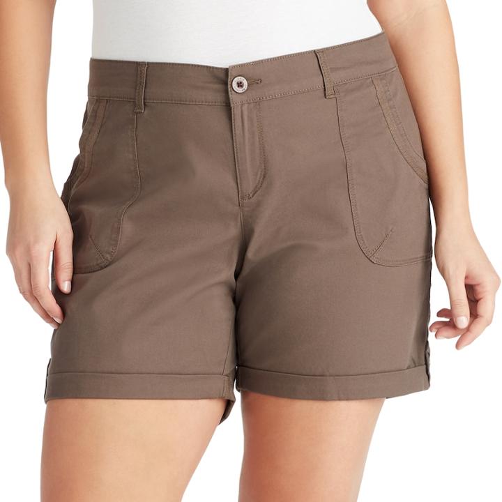 Plus Size Gloria Vanderbilt Misha Twill Button-tab Shorts, Women's, Size: 22 W, Med Brown