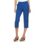Women's Croft & Barrow&reg; Essential Button-hem Twill Capris, Size: 8, Dark Blue