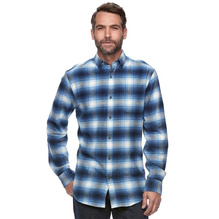 Big & Tall Croft & Barrow&reg; True Comfort Plaid Classic-fit Flannel Button-down Shirt, Men's, Size: Large, Brt Blue