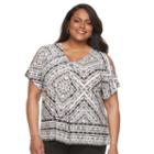 Plus Size Dana Buchman Cold-shoulder Tie-front Top, Women's, Size: 2xl, Lt Beige