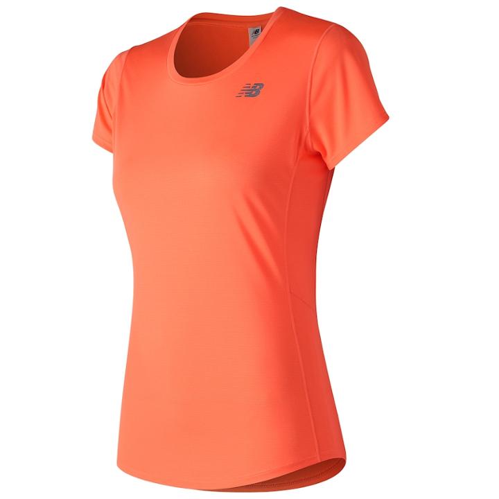 Women's New Balance Accelerate Short Sleeve Tee, Size: Large, Drk Orange