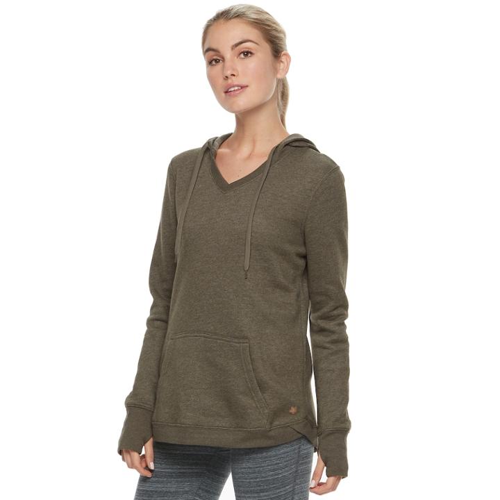 Women's Tek Gear V-neck Fleece Hoodie, Size: Xl, Dark Green