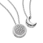 Silver Tone Simulated Crystal Moon And Disc Pendant Set, Women's, Multicolor