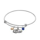 Fiora Sterling Silver Kansas Jayhawks Charm Bangle Bracelet, Women's, Blue
