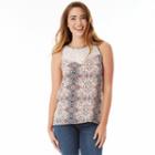 Juniors' Iz Byer California Print Lace Yoke Tank, Girl's, Size: Small, Ovrfl Oth
