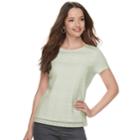 Petite Croft & Barrow&reg; Mixed Lace Short Sleeve Tee, Women's, Size: Xl Petite, Lt Green