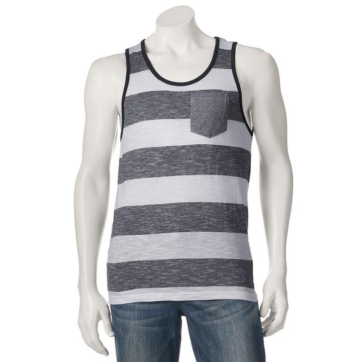 Men's Distortion Striped Tank Top, Size: Xxl, Dark Grey