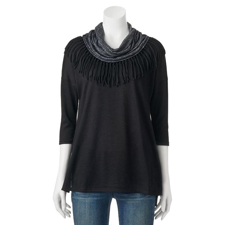 Women's French Laundry Fringe Scarf Sweater, Size: Small, Ovrfl Oth