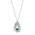 Sterling Silver Simulated Emerald & Lab-created White Sapphire Teardrop Pendant, Women's, Size: 18, Green