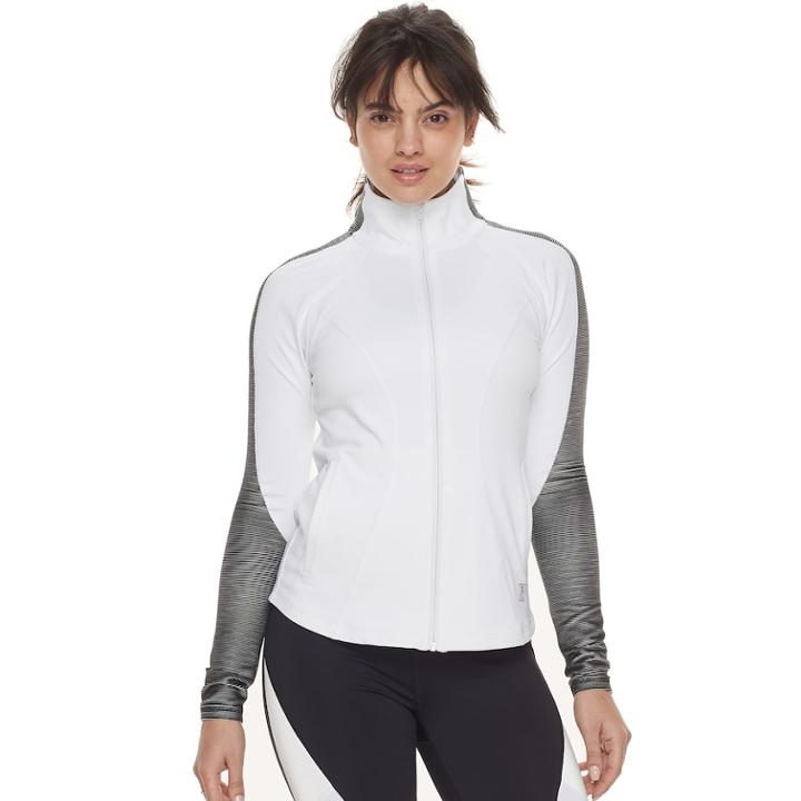 Women's Fila Sport&reg; Ribbed Panel Zip-up Jacket, Size: Xs, White