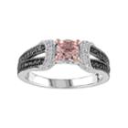 Stella Grace Sterling Silver Morganite & 1/4 Carat T.w. Diamond Split Shank Ring, Women's, Size: 8, Pink