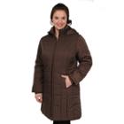 Women's Excelled Hooded Quilted Jacket, Size: Xl, Brown