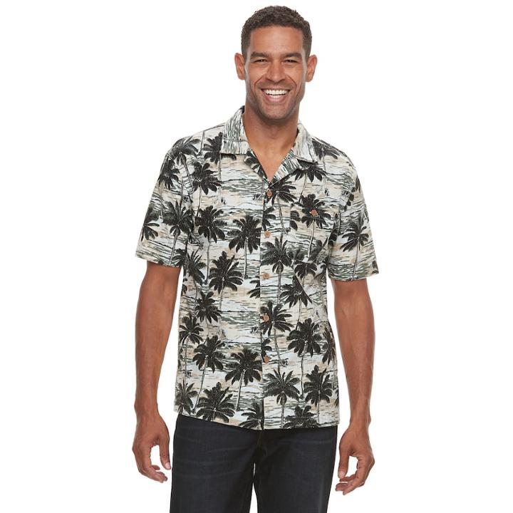 Men's Croft & Barrow&reg; Short Sleeve Crosshatch Button-down Shirt, Size: Large, Light Blue