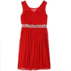 Girls 7-16 Speechless Illusion Rhinestone Dress, Girl's, Size: 7, Dark Red