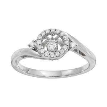 Brilliance In Motion 1/5 Carat T.w. Diamond Sterling Silver Halo Ring, Women's, Size: 7, White