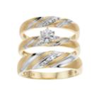 10k Gold Two Tone Diamond Accent Trio Wedding Ring Set, Women's, Size: L7 And M10, White