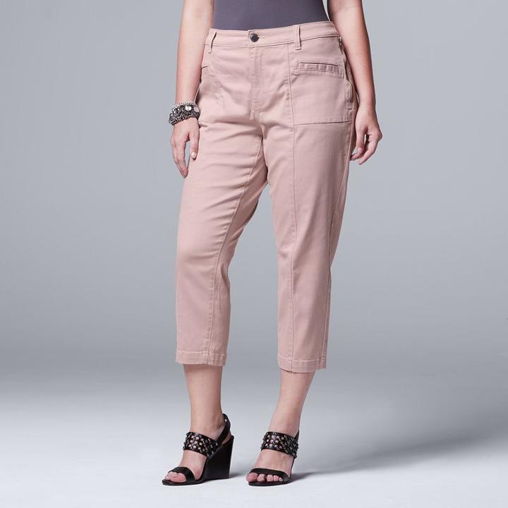 Plus Size Simply Vera Vera Wang Twill Ankle Pants, Women's, Size: 24 W, Med Beige