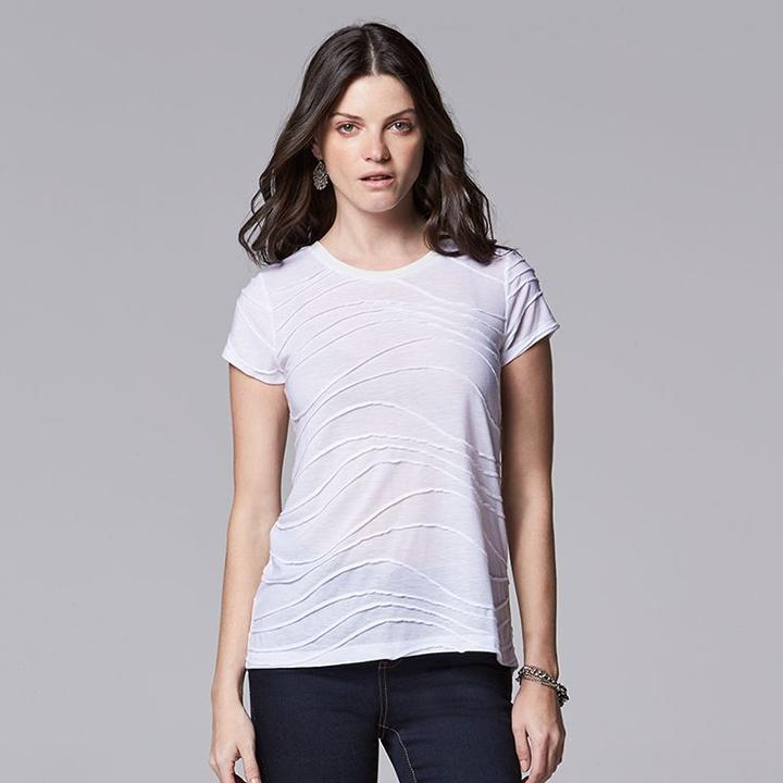 Women's Simply Vera Vera Wang Windy Jacquard Tee, Size: Xs, White