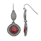 Simulated Siam Square Nickel Free Double Drop Earrings, Women's, Red