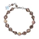 Crystal Avenue Silver-plated Simulated Pearl And Crystal Bracelet - Made With Swarovski Crystals, Women's, Size: 7, Brown