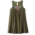 Girls 7-16 Mudd&reg; Embroidered Gauze A-line Dress, Girl's, Size: 10, Med Green