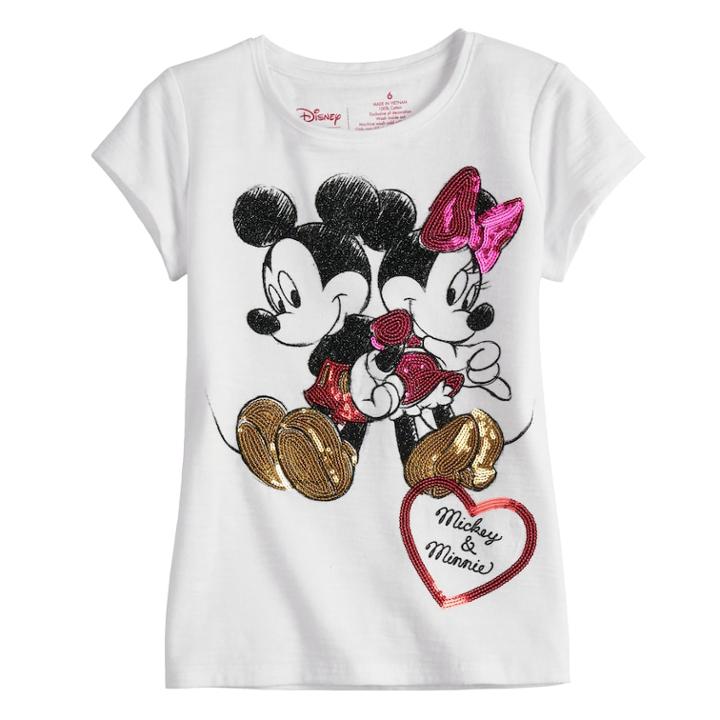 Disney's Mickey Mouse & Minnie Mouse Girls 4-7 Heart Tee By Jumping Beans&reg;, Size: 6, Natural