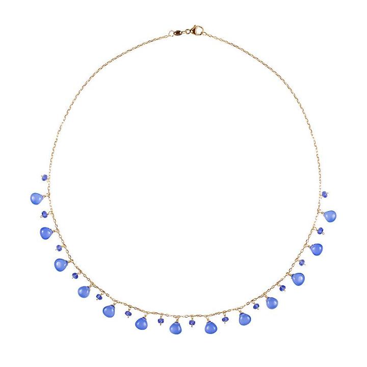Chalcedony & Tanzanite 14k Gold Necklace, Women's, Size: 17, Blue