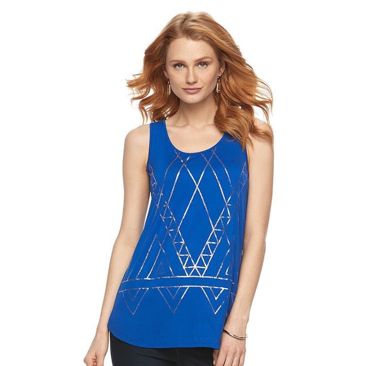 Women's' Apt. 9&reg; Strappy Graphic Tank, Size: Xxl, Blue