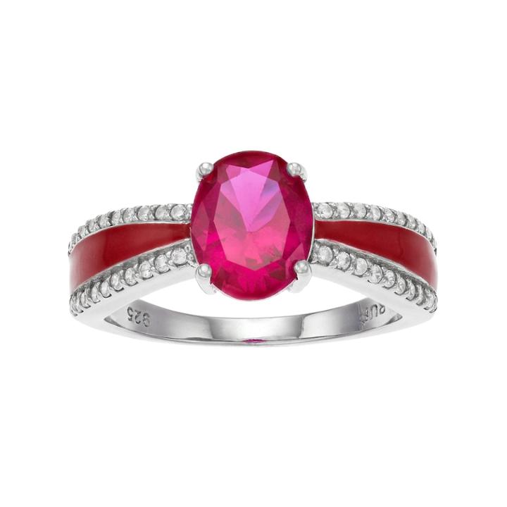 Sterling Silver Lab-created Ruby & Cubic Zirconia Ring, Women's, Size: 8, Red