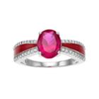 Sterling Silver Lab-created Ruby & Cubic Zirconia Ring, Women's, Size: 8, Red