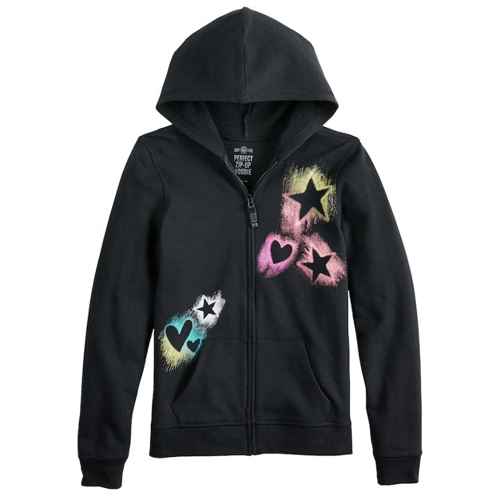 Girls 7-16 & Plus Size So&reg; Easy Zip Hoodie Sweatshirt, Size: 12, Light Grey