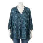 Juniors' Plus Size About A Girl Pleated V-neck Top, Size: 1xl, Blue (navy)