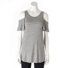 Women's Olivia Sky Striped Cold-shoulder Tee, Size: Medium, Grey Other